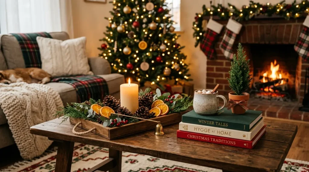 Coffee table vignette Christmas