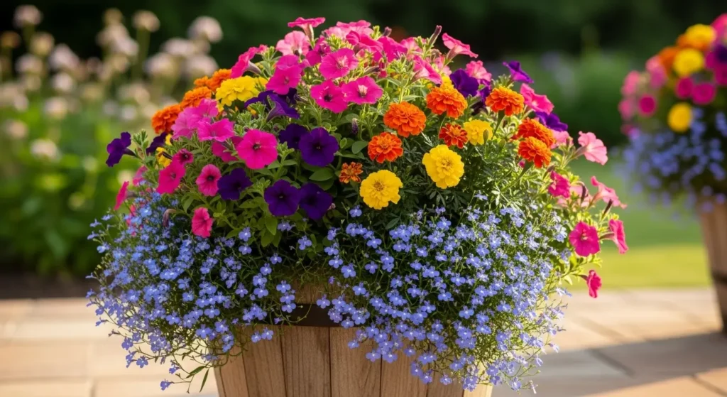Colorful bloom container garden