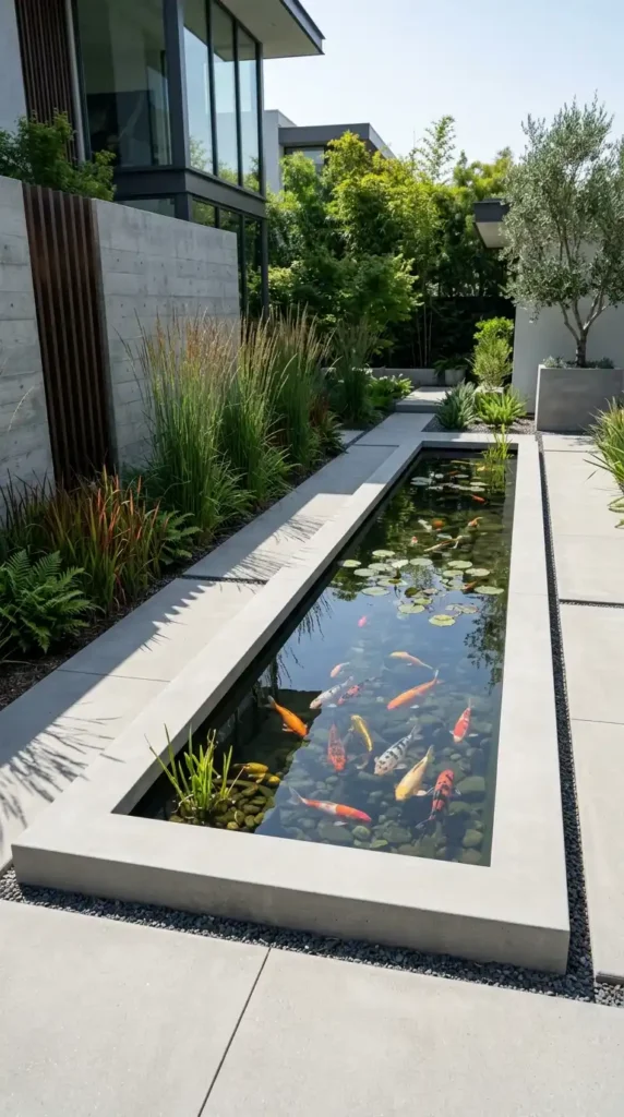 Concrete koi pond minimalist garden