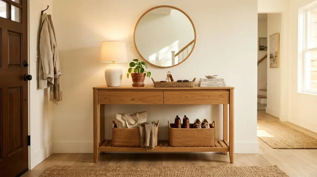Console table entryway storage