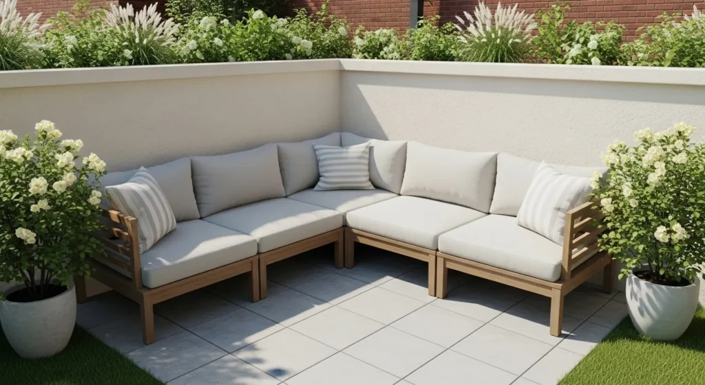 Corner lounge seating small patio