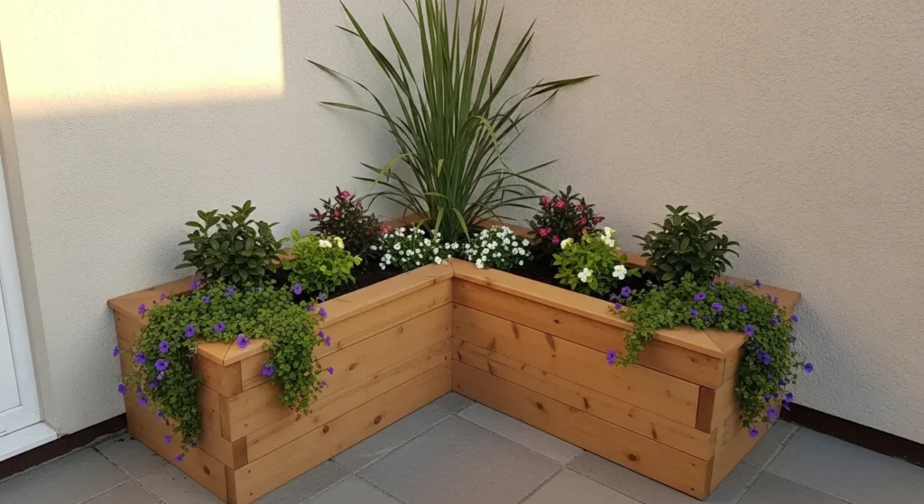Corner planter box garden