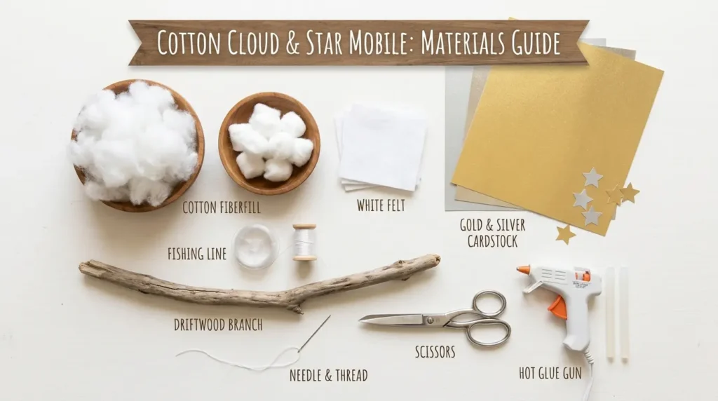 Cotton cloud mobile craft materials