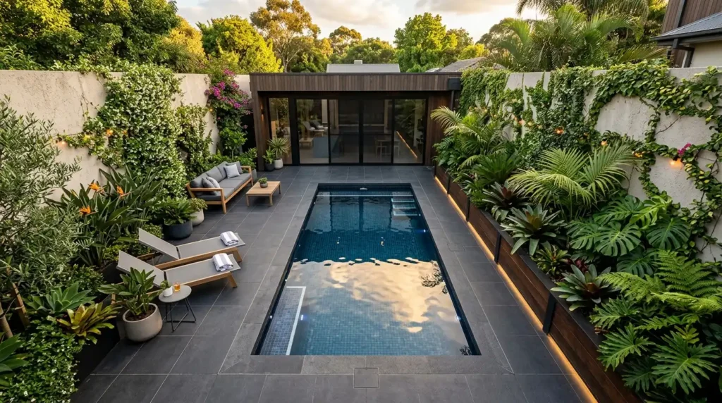 Courtyard plunge pool overview
