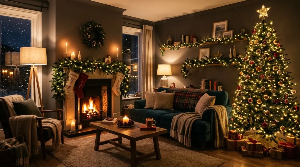 Cozy Christmas living room warm
