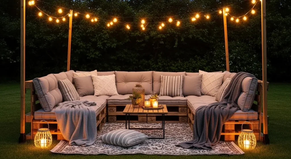 Cozy evening lounge on patio