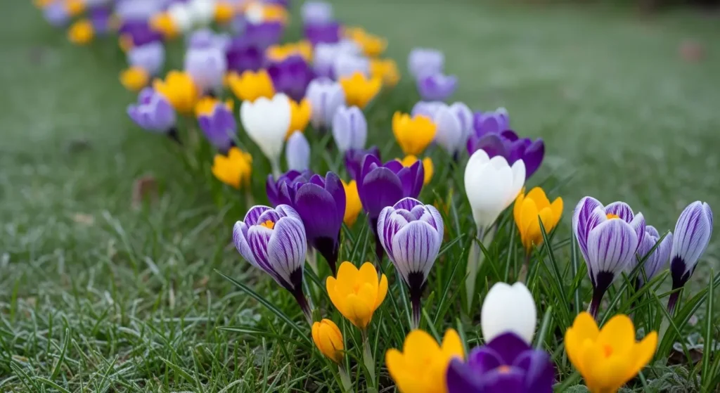 Crocus spring bulbs in bloom