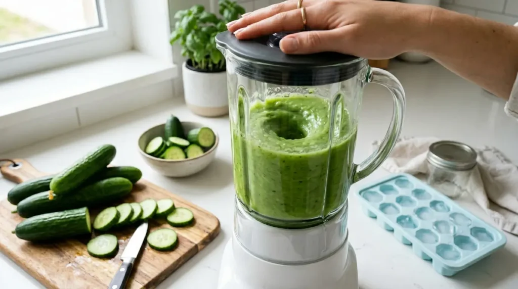 Cucumber slices blended in blender