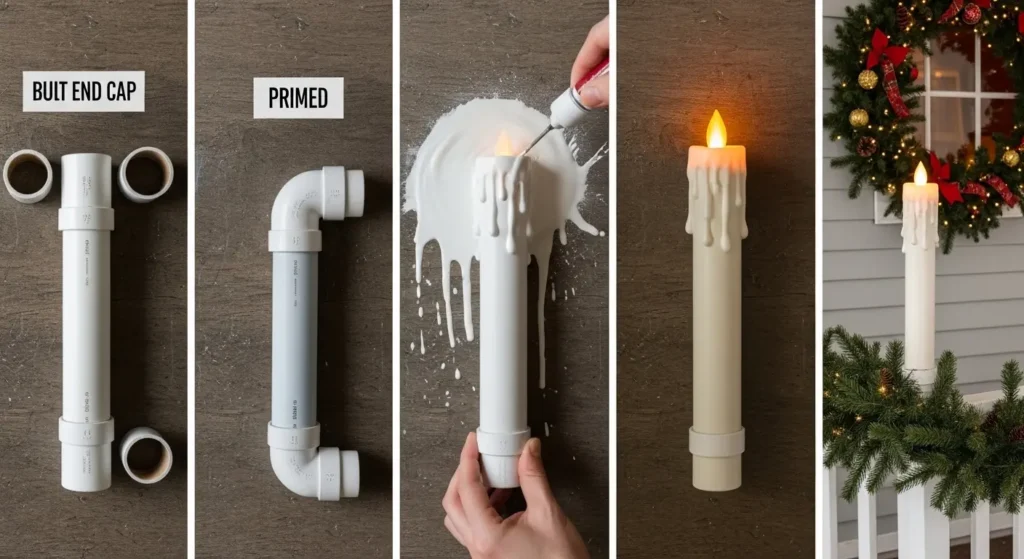 DIY Christmas porch candles