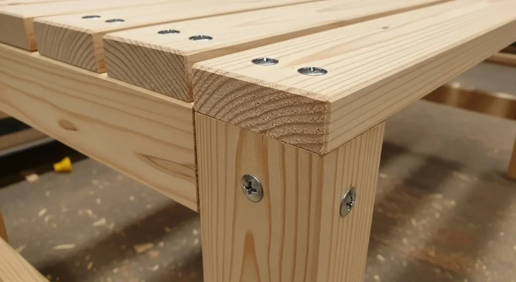 DIY bench lumber joinery detail