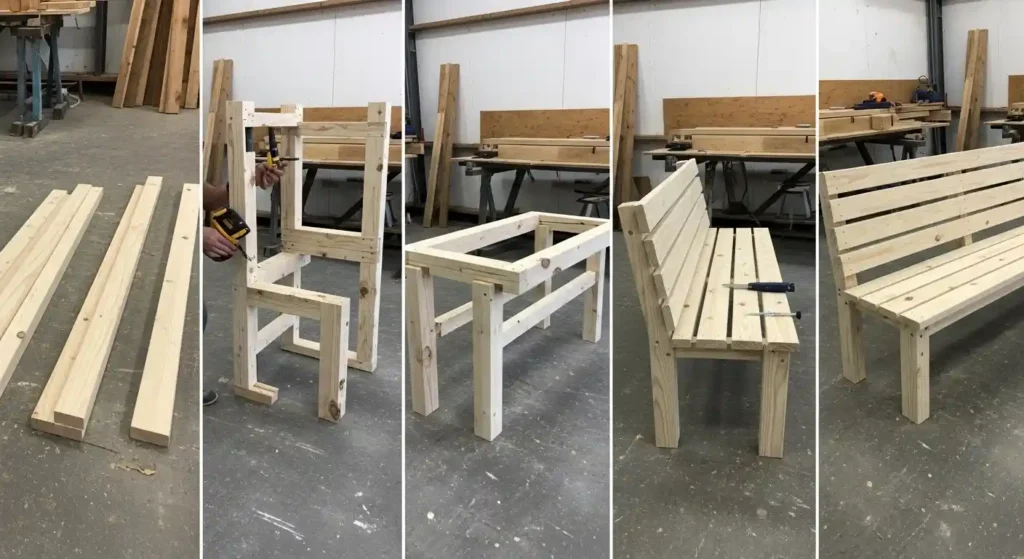 DIY garden bench build steps
