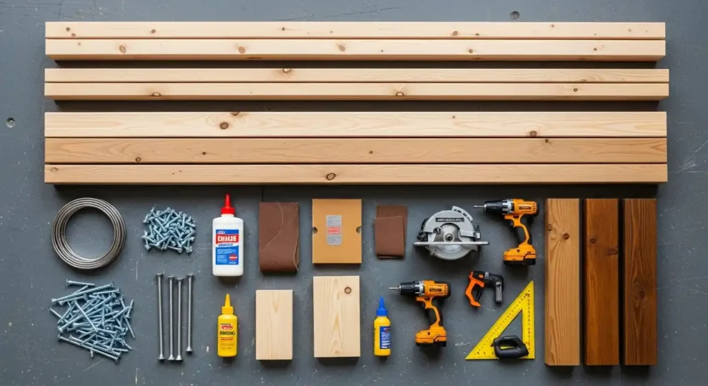 DIY garden bench materials flat