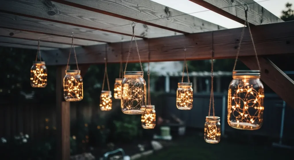 DIY mason jar lights patio