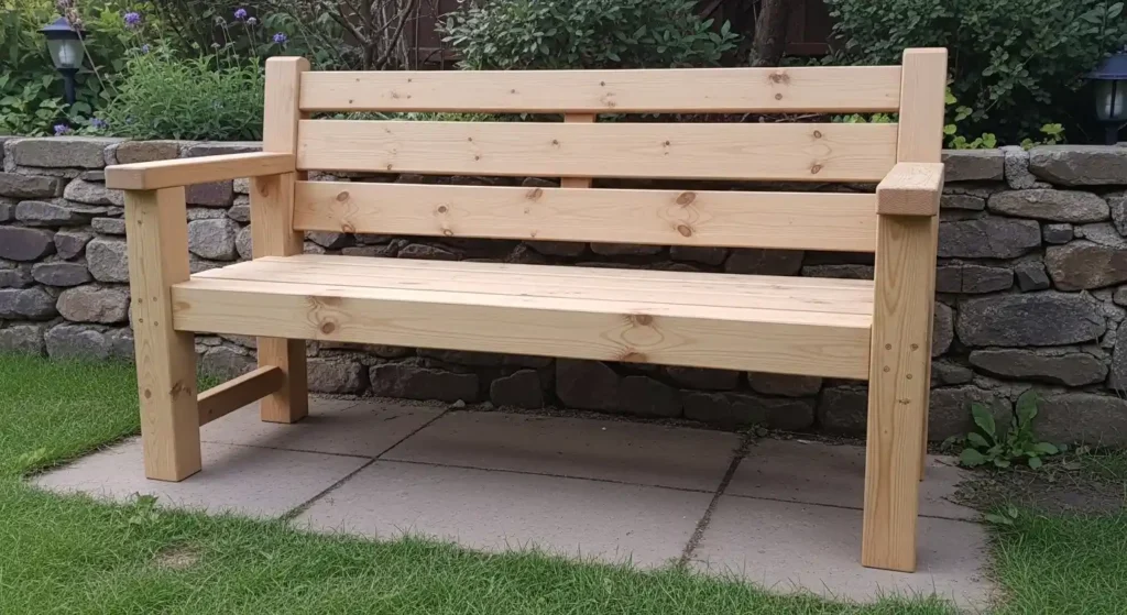 DIY wooden garden bench completed