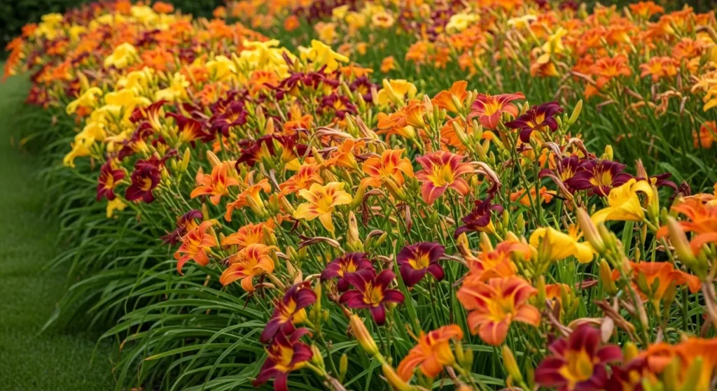 Daylily border in full bloom