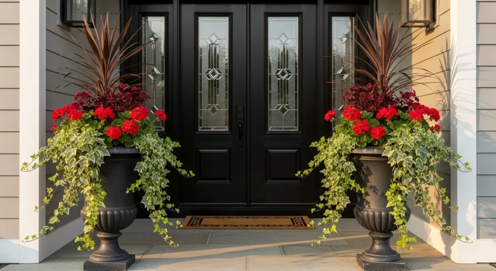Entry planters front door