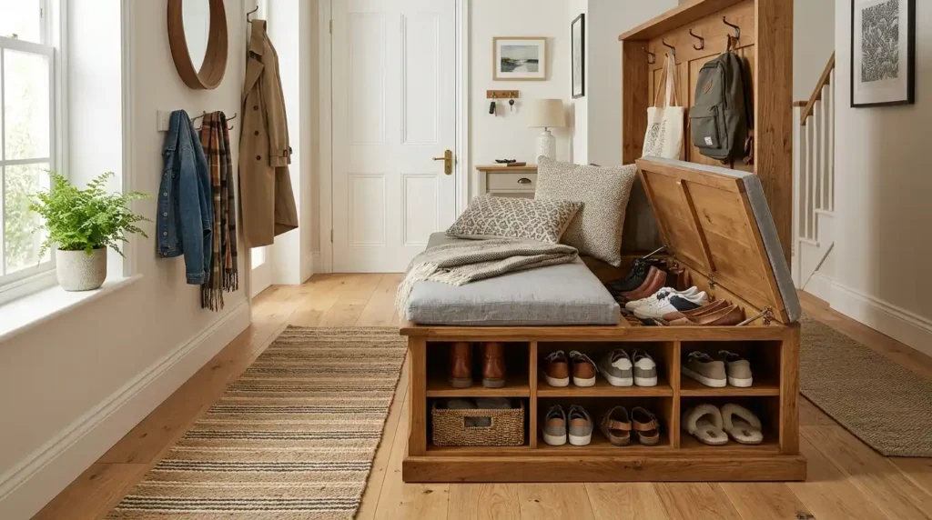 Entryway bench with storage