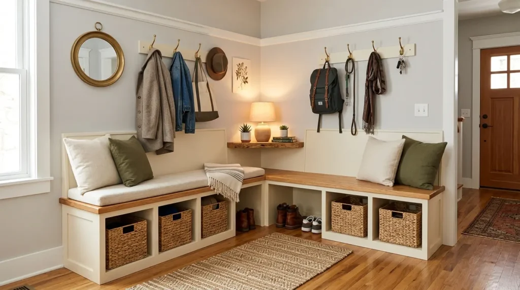 Entryway bench with storage