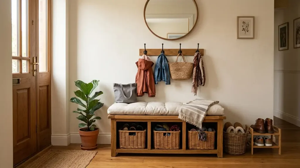 Entryway bench with storage