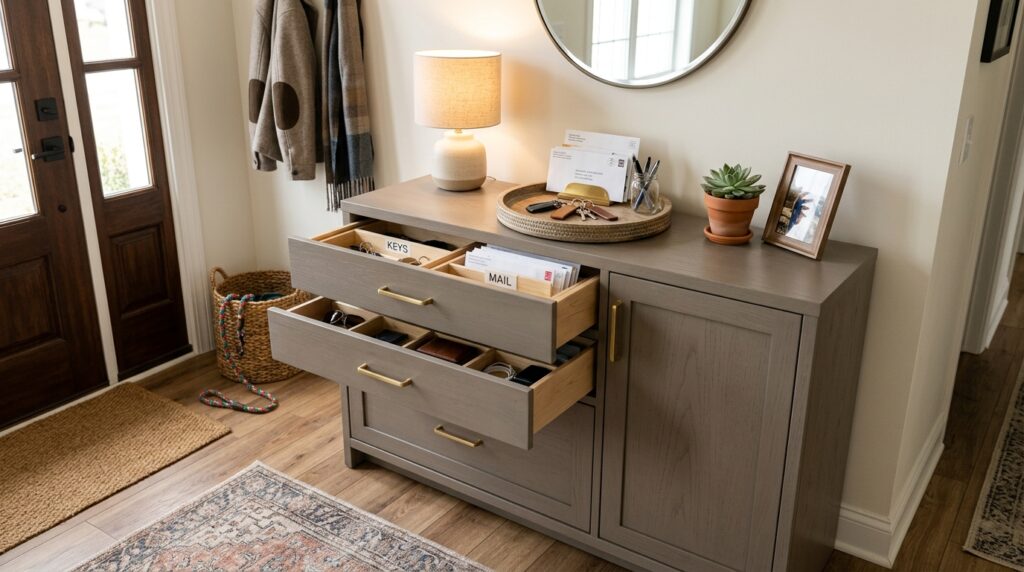 Entryway cabinet with drawers