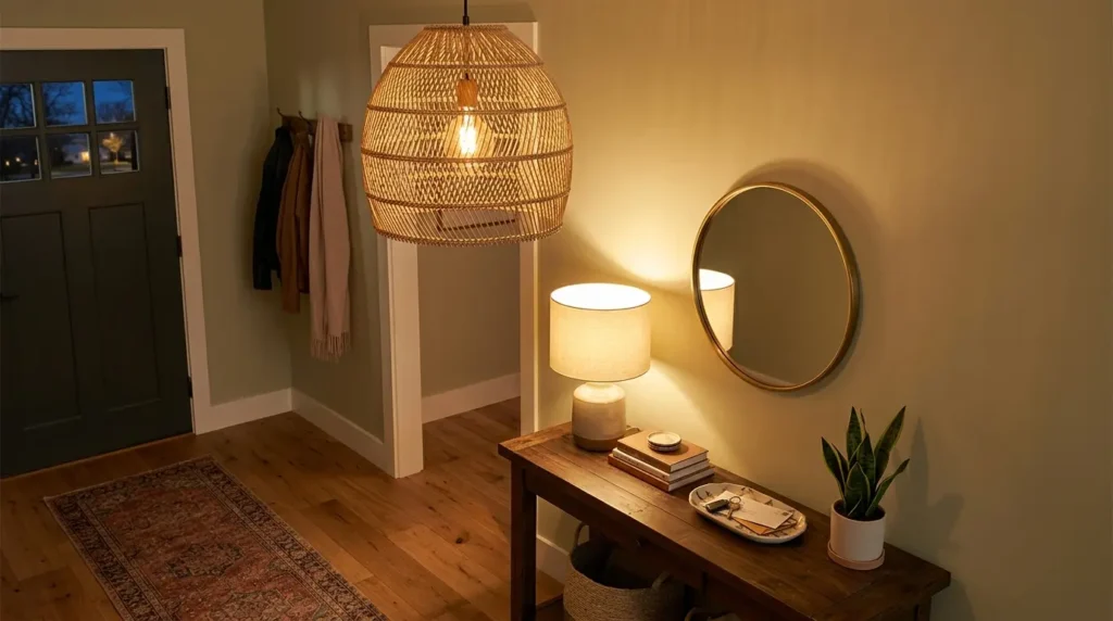 Entryway lighting creating warm