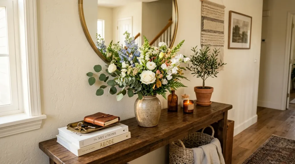Entryway table flowers plant