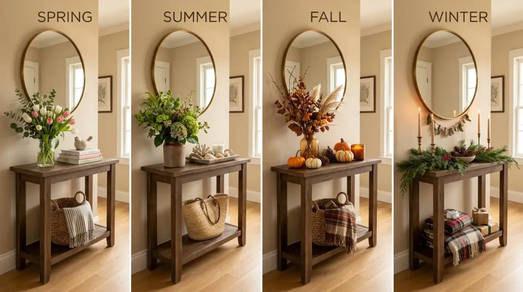 Entryway table seasonal styling