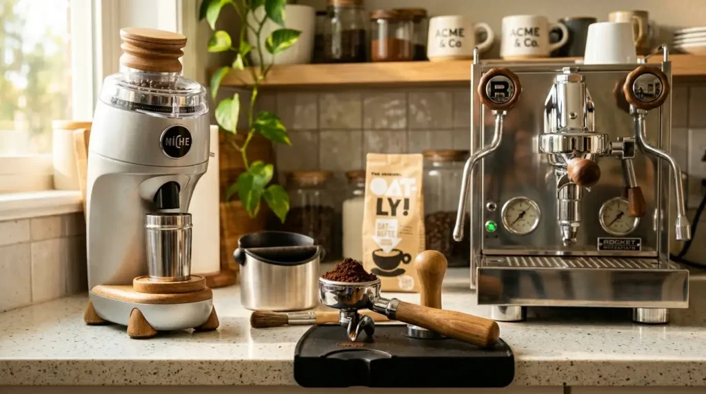 Espresso grinder and machine