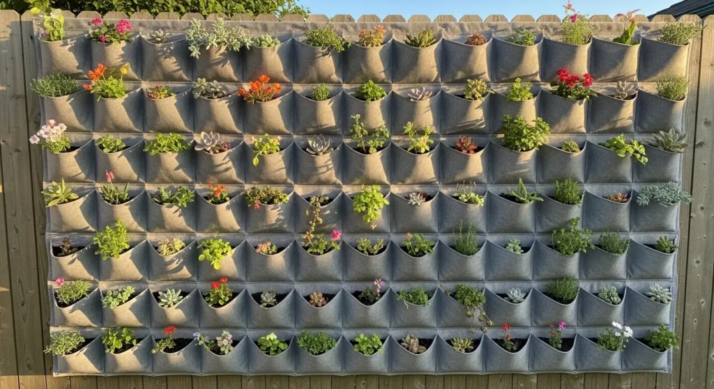 Fabric pocket planter wall garden