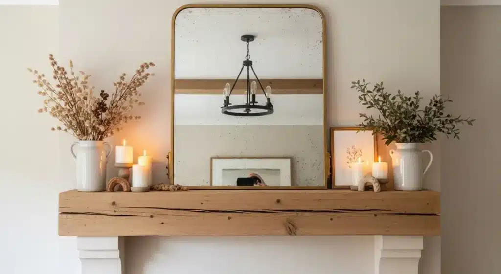 Farmhouse mantel styling