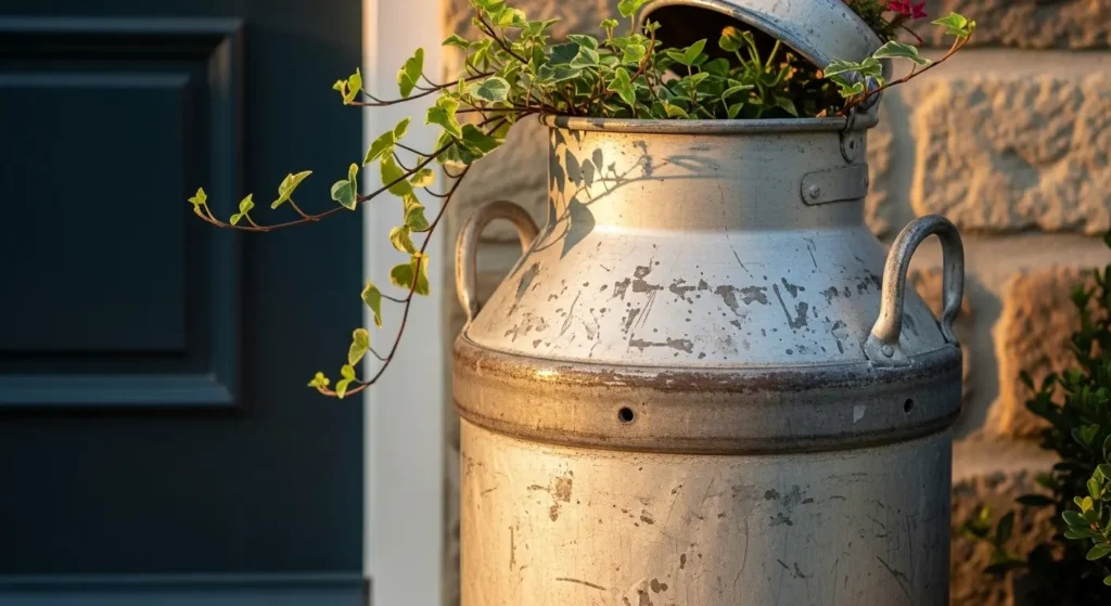 Farmhouse milk can planter garden