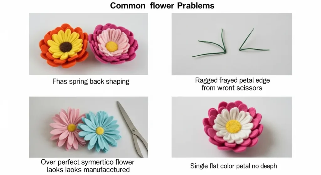 Felt flower problems labeled grid