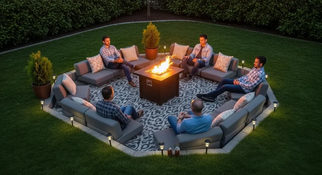 Fire pit gathering zone outdoor
