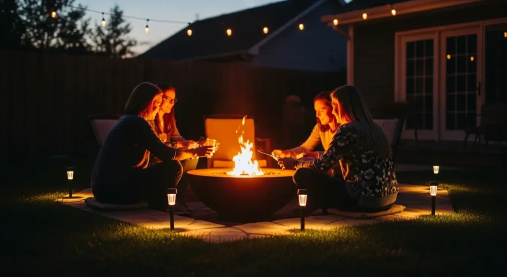 Fire pit patio ambient lighting