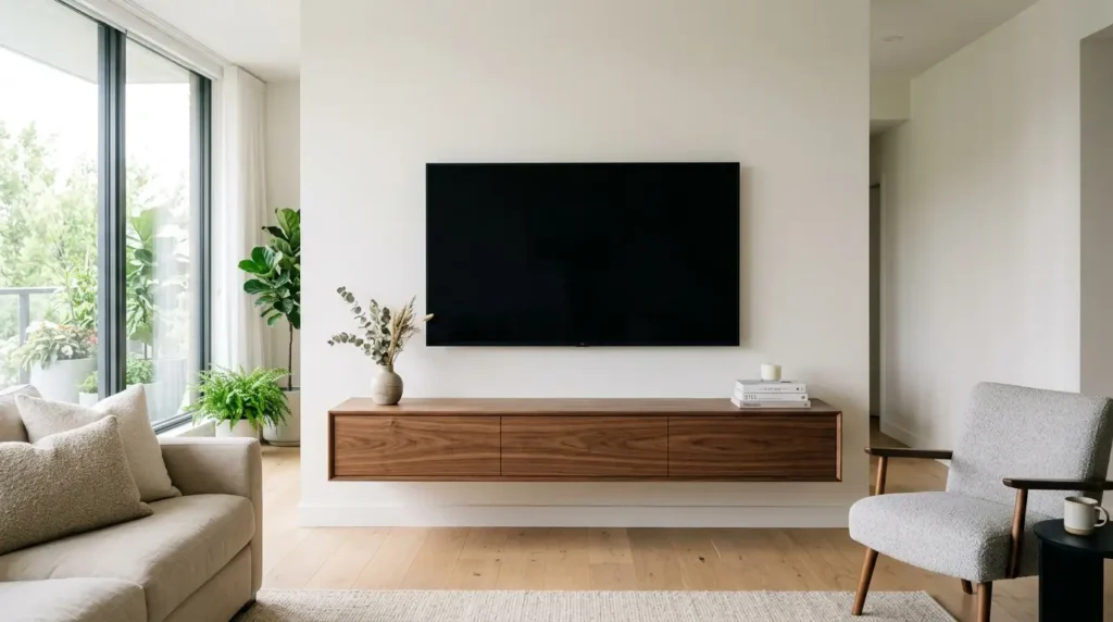 Floating console under TV