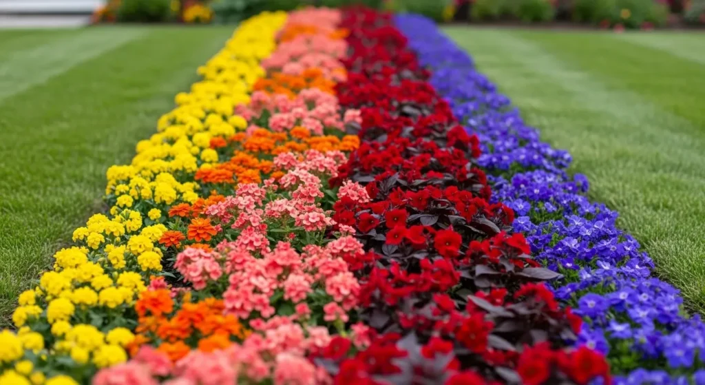 Flower bed rainbow gradient back