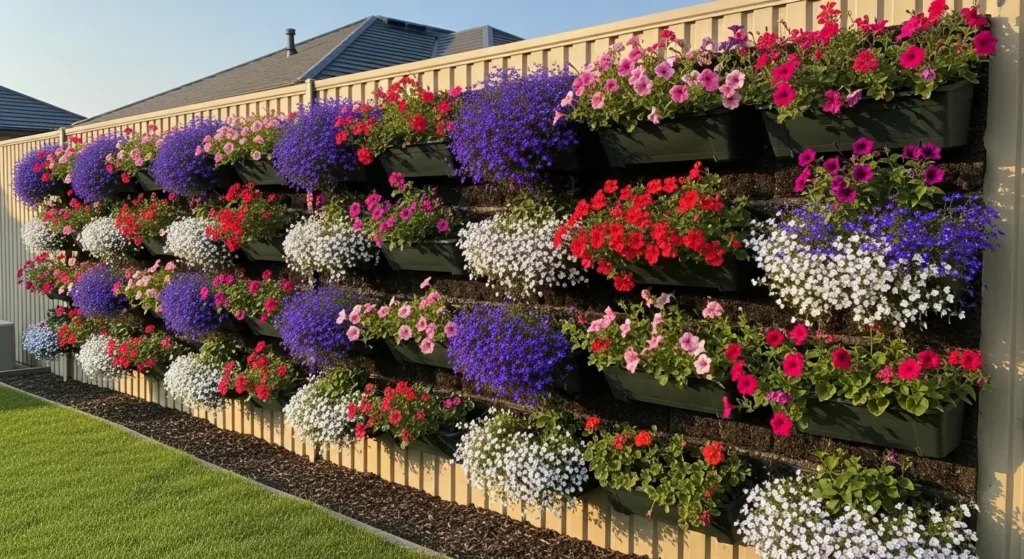 Flowering wall feature garden fence