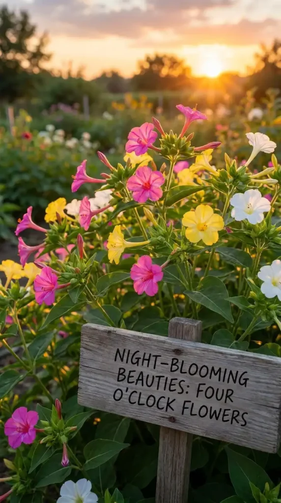 Flowers blooming at night garden
