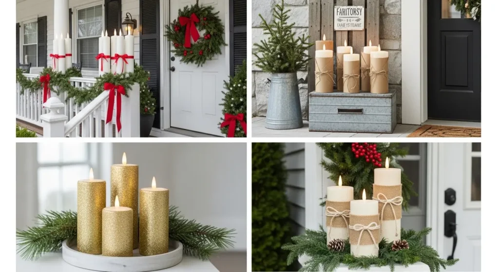 Four Christmas porch candle