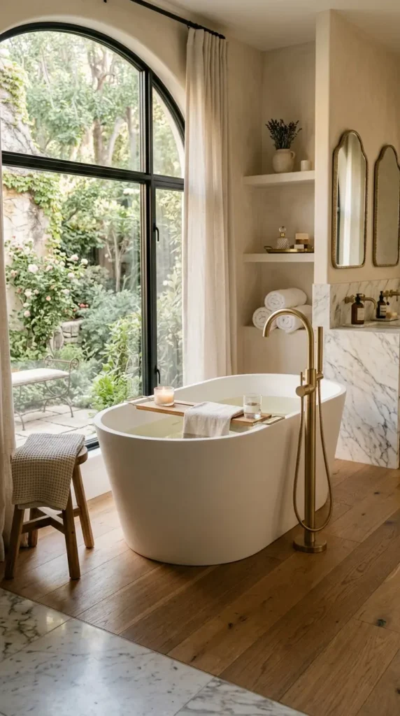 Freestanding tub in luxurious