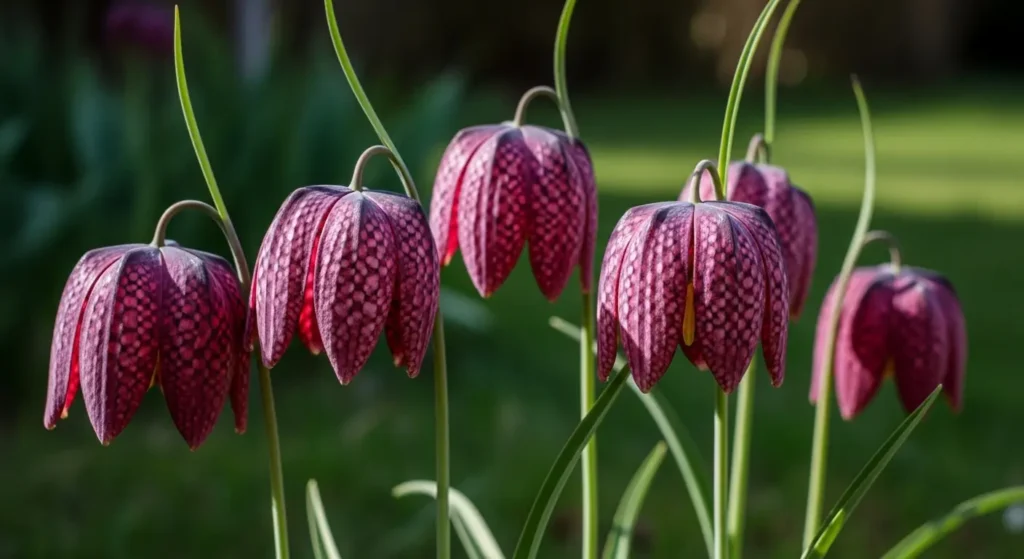 Fritillaria bulbs in bloom garden