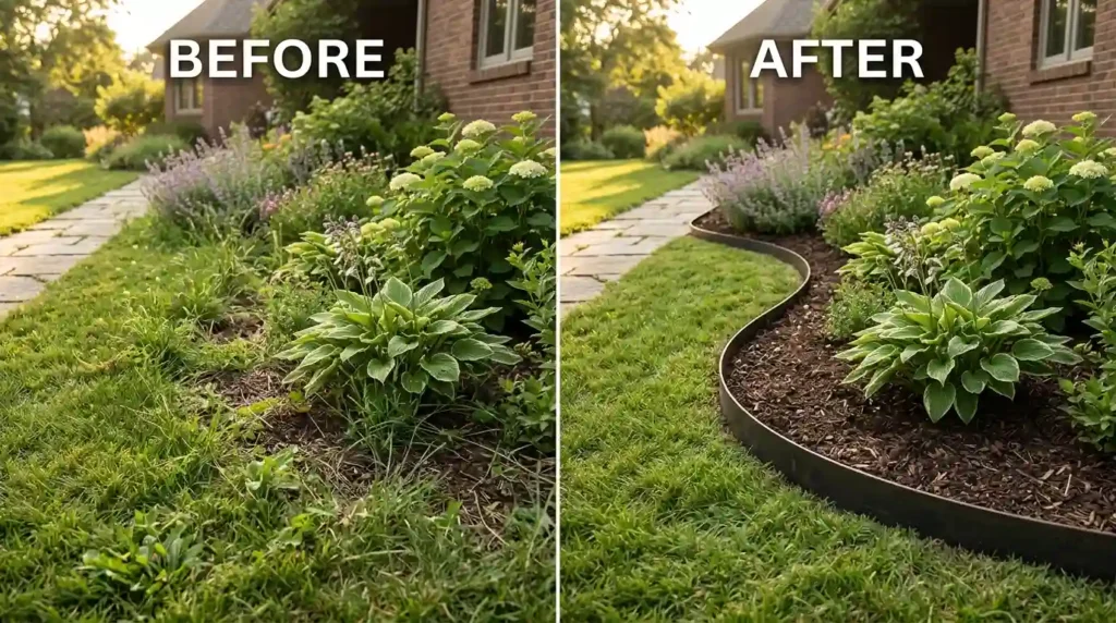 Garden edging before after