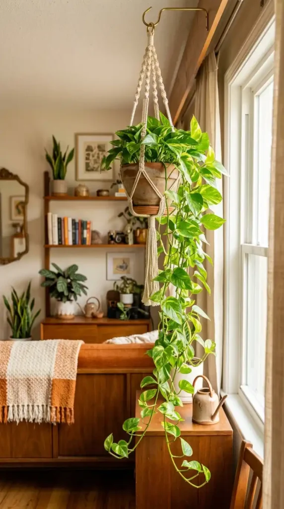 Golden pothos trailing hanging