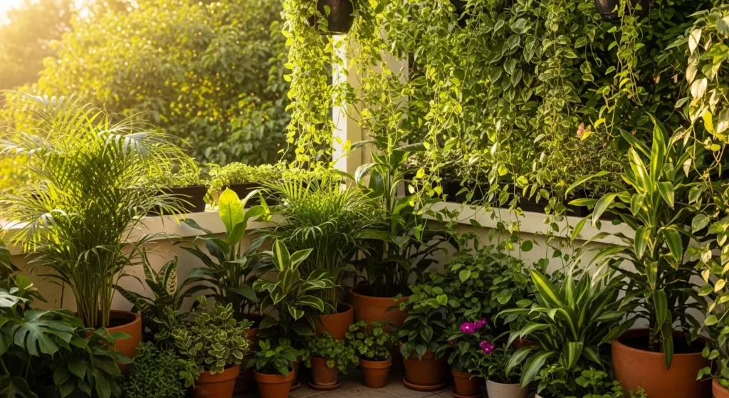 Green plant corner summer patio