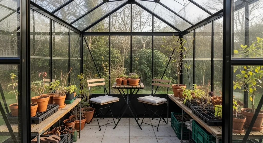 Greenhouse corner garden room
