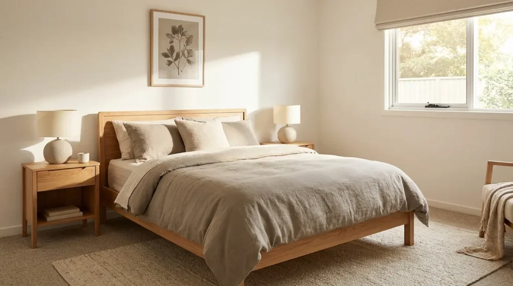 Guest bedroom calm neutral palette