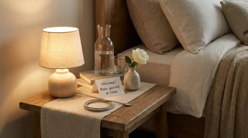 Guest bedroom nightstand setup