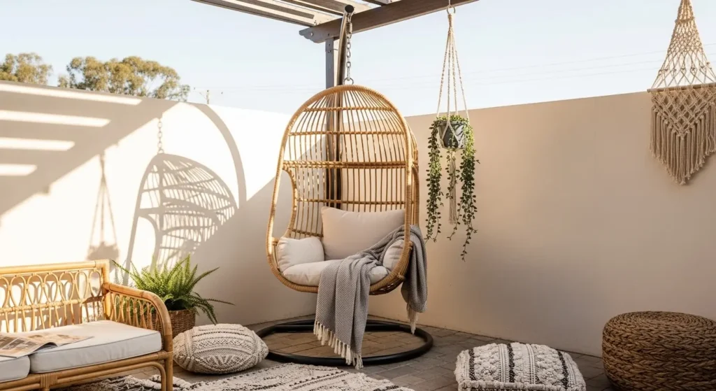 Hanging chair boho patio idea