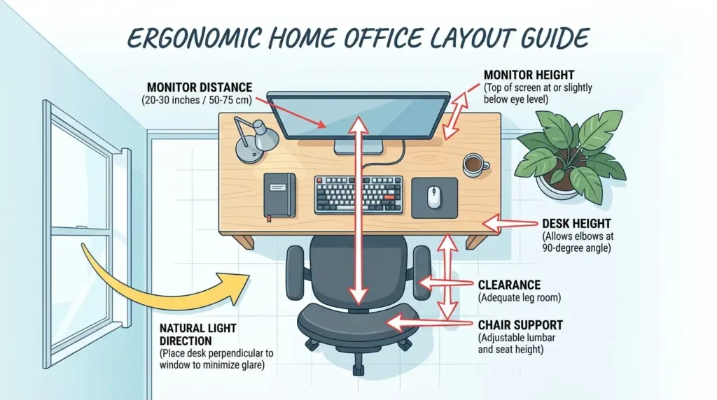 Home office ergonomic layout