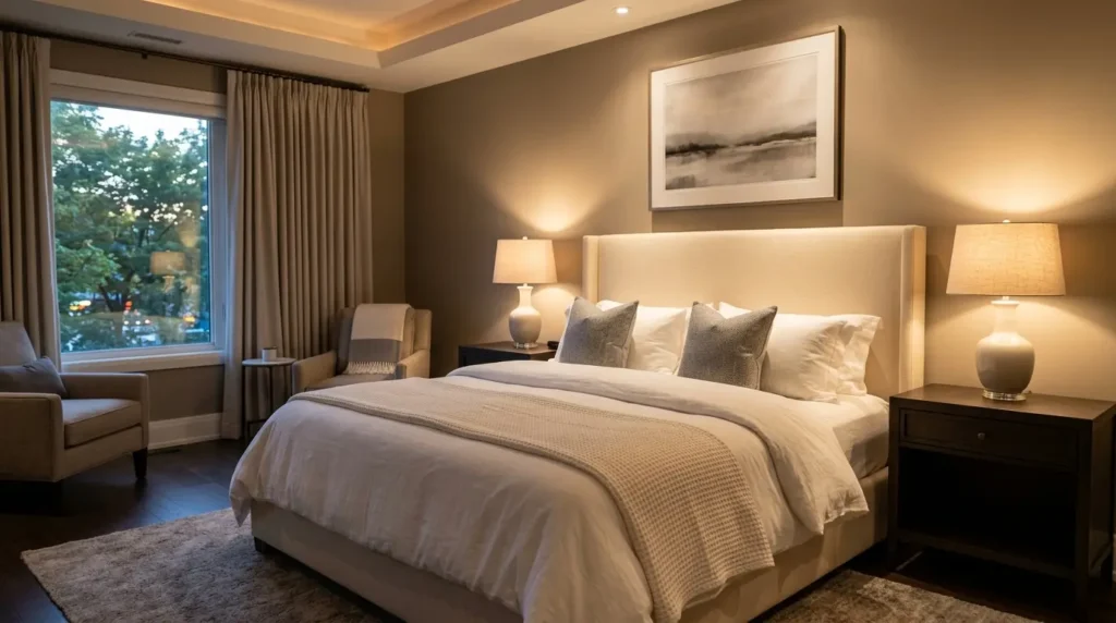 Hotel inspired master bedroom